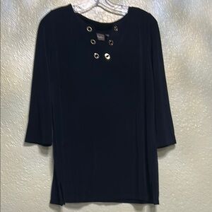 Chic Black Blouse with Gold Details